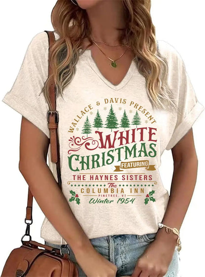 Tis The Season Christmas Shirts Women Christmas Santa Claus Christmas Book Tree Shirt Book Lovers Tees Cute Xmas Holiday Tops (Beige-4XL)