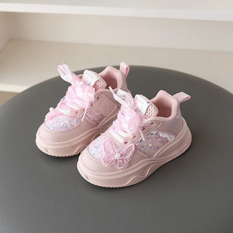 New Sneakers Kis Fashion Sweet Exquisite Women Sport Shoe Princess Mesh Breathable Girl Shoe Comfort Soft Non Slip Casual Shoes