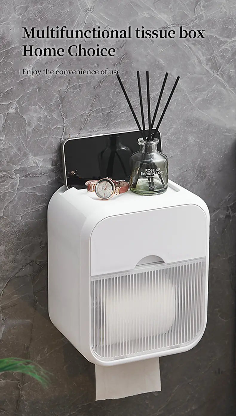 Double Layer Waterproof Tissue Box Holder for Bathroom