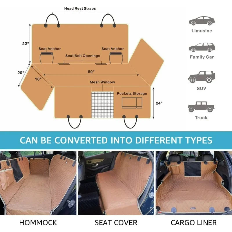 Image of Truck Dog Car Seat Covers Back Seat Waterproof Dog Car Hammock For Truck With 2 Dog Seat Belts And Storage Bags from Edmene LLC