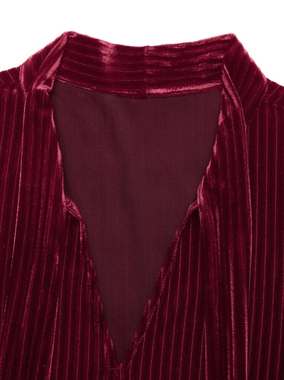 Image of Velvet Tie Front Tiered Mini Dress 456526436 from Edmene LLC