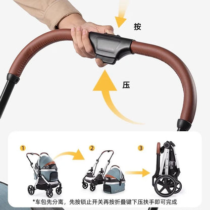 Separation Pet Trolley Dog Show Stroller Luxury 4 Wheels ...