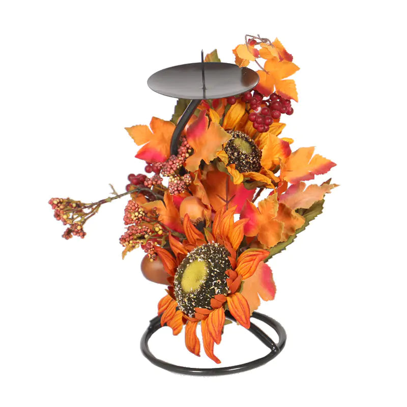 Thanksgiving Halloween Candle Holder with Sunflower Design