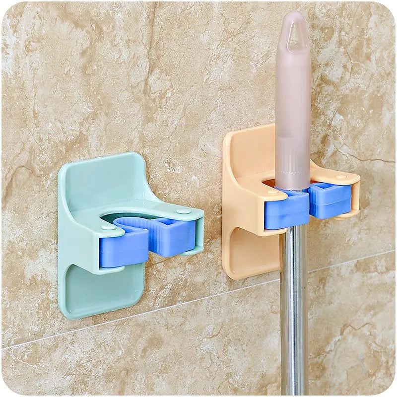Wall-Mounted Mop Holder with Strong Adhesive (Bathroom)