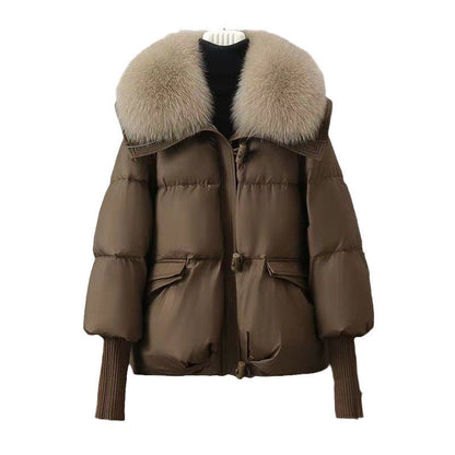 Womens Winter Jacket with Removable Fur Collar