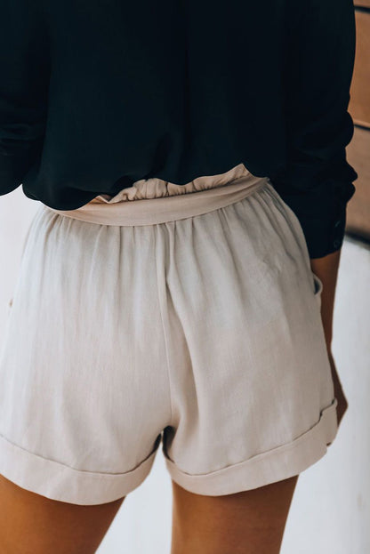 Image of Cotton Pocketed Paper Bag Waist Shorts 631683273 from Edmene LLC