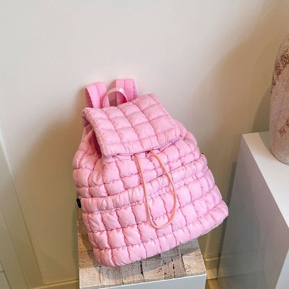 Image of Candy Color Quilted Women Backpack Puffy Down Padded School Bag Large Cotton Travel Back Pack Bags For Women Plaids Shoulder Bag 982115756 from Edmene LLC