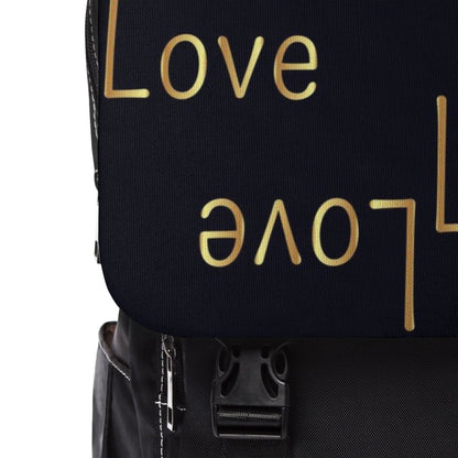 Image of Uniquely You Backpack Bag Half Flap Love Print Black B08617 1104625544 from Edmene LLC