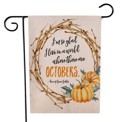 Thanksgiving Flag with Pumpkin Garden Design