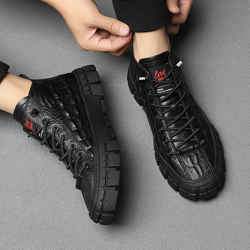 UrbanEdge™ – Men’s High-Top Leather Boots with Warm Lining