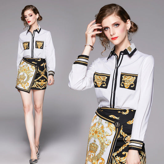 SweetCharm™ – 2-Piece Long Sleeve Top & Mini Skirt Set