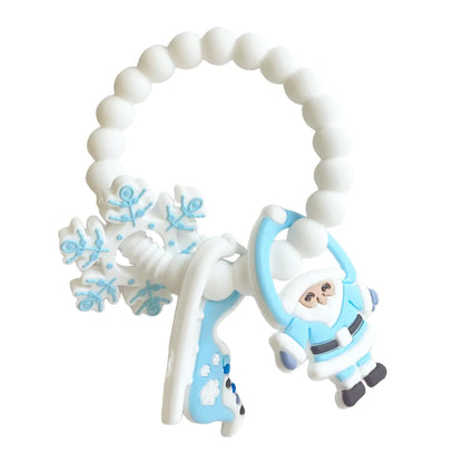 Christmas Teether Baby Infants Christmas Teething Toys for Baby Soft Silicone Relief of Gum Chewing Toys Cute Christmas Teethers for Baby Infants