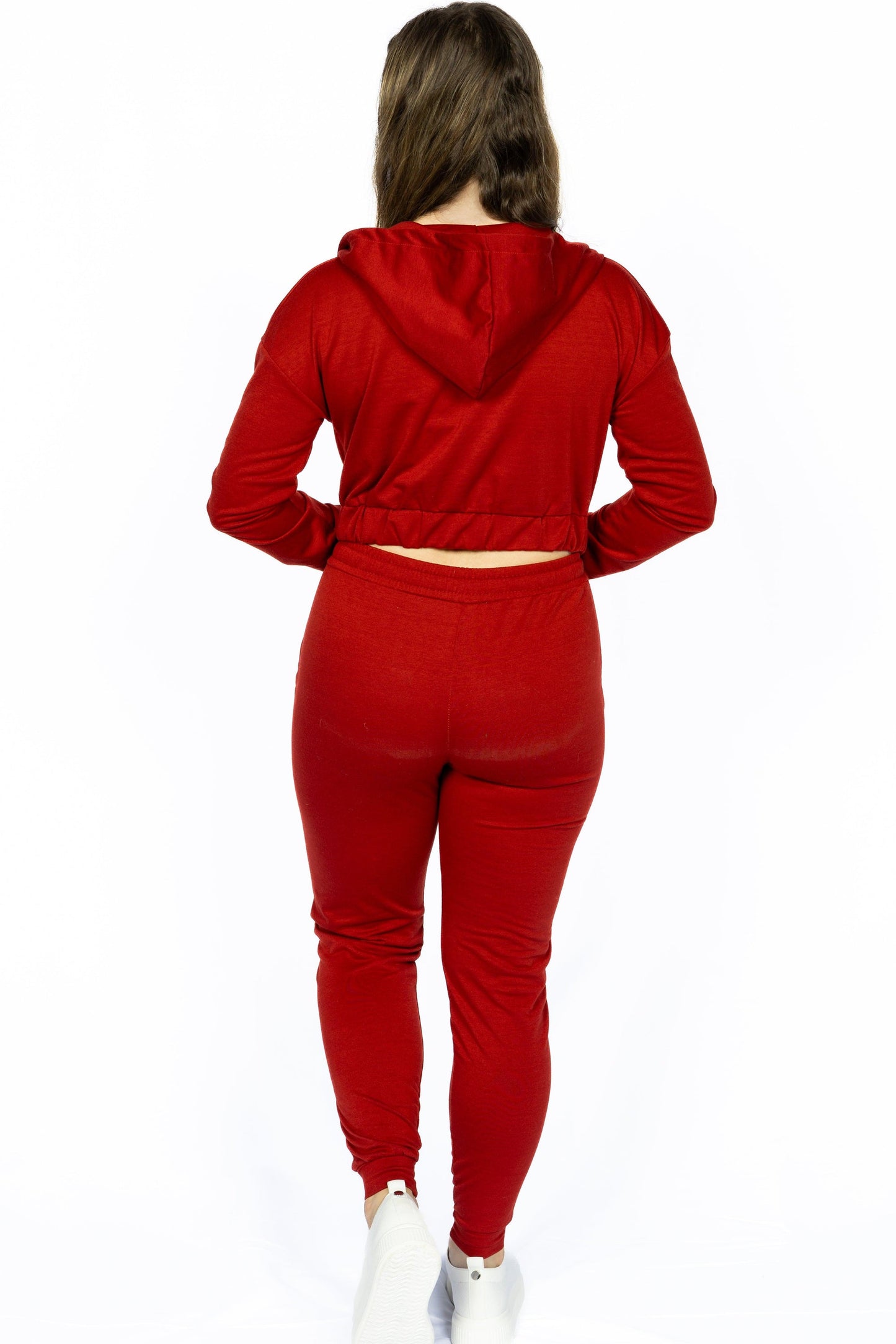 French Terry Cropped Cami with Zip-up Jacket and Joggers Set