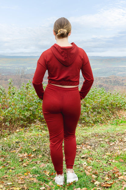 French Terry Cropped Cami with Zip-up Jacket and Joggers Set