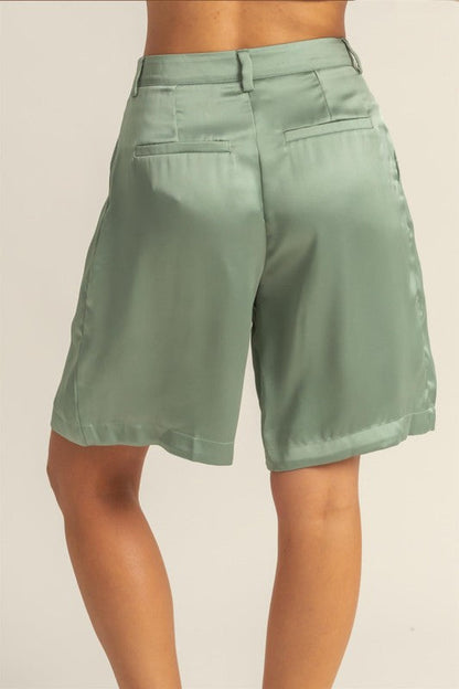Image of Hyfve High Waist Pleated Satin Shorts 1740381023 from Edmene LLC