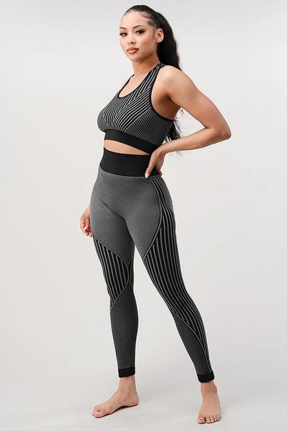 Image of 2 Piece Outfits For Womens Seamless Ribbed Yoga Outfits Sports Bra 609858410 from Edmene LLC