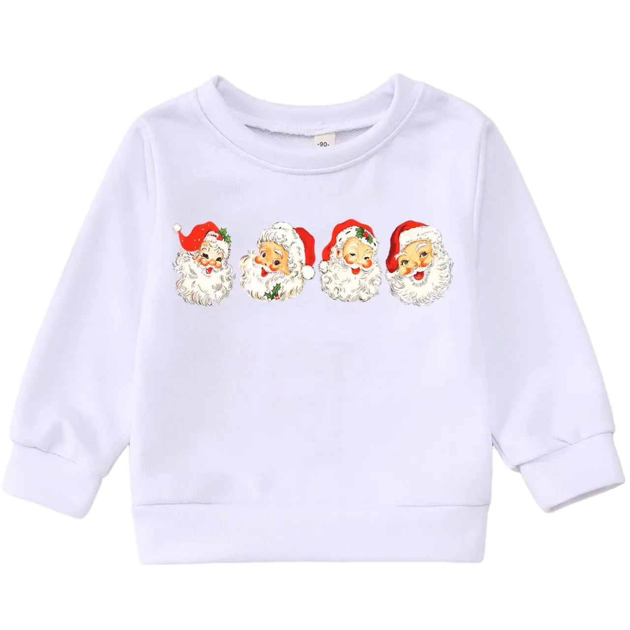 AG AGUU Christmas Sweatshirt for Toddler Boys Girls Santa Claus Head Pullover Shirt Crew Neck Tops Long Sleeve Winter Clothes(White5-6T)