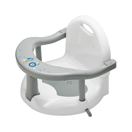 Foldable Baby Bath Seat Non Slip Baby Bath Chair Baby Bath Seat Bathtub Chair for Baby Sitting Up Cute Shape Surround Baby Bathtub Seat with Suction Cups for Baby 6-18 Months (Grey)