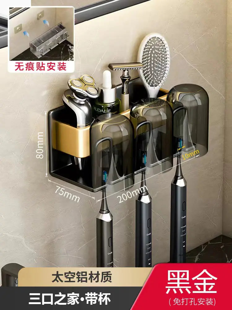Wall-Mounted Toothbrush and Cup Holder for Bathroom
