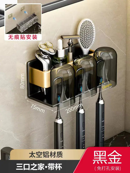Wall-Mounted Toothbrush and Cup Holder for Bathroom