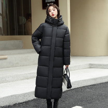 Women's Super Long Down Jacket Winter Puffer Thick Coat Black Red
