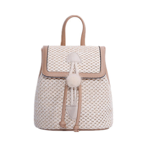 Bellique™ – Woven PU Leather Backpack with Fur Accent