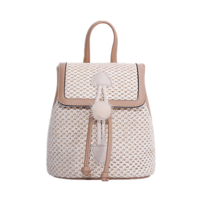 Bellique™ – Woven PU Leather Backpack with Fur Accent