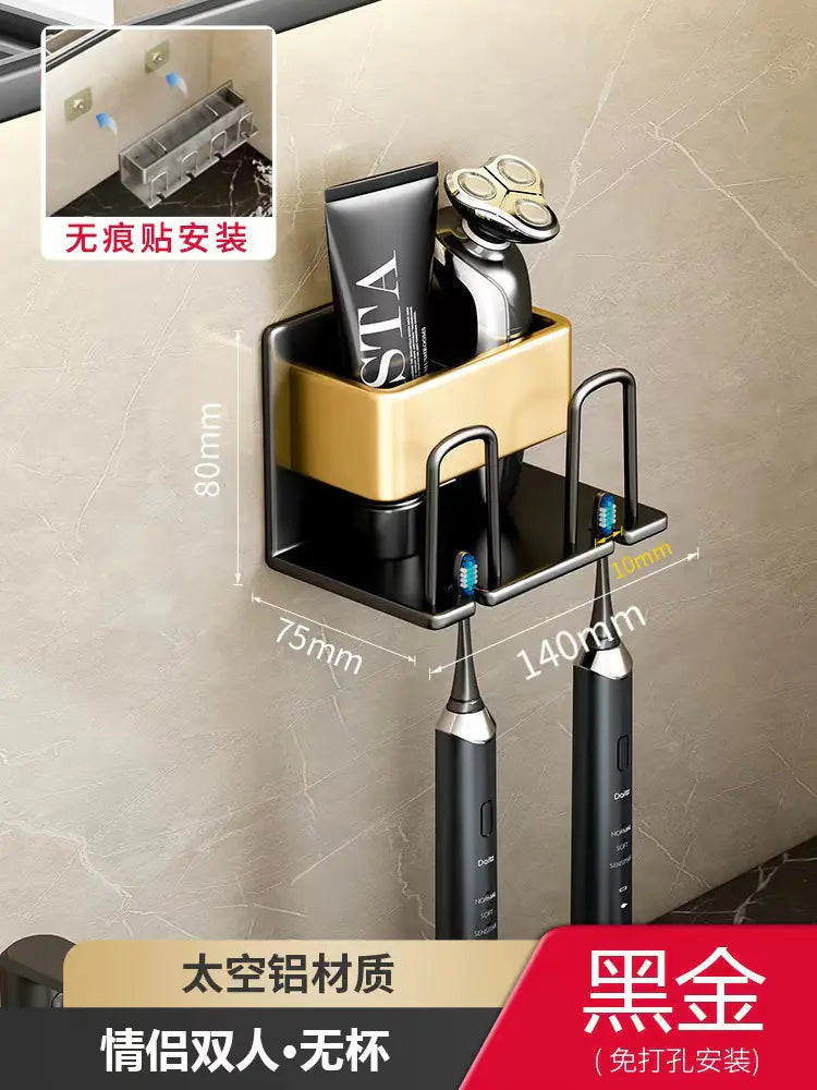 Wall-Mounted Toothbrush and Cup Holder for Bathroom