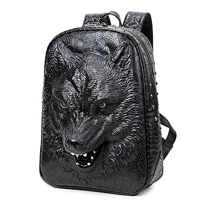 3D Wolf Head Korean Edition Backpack