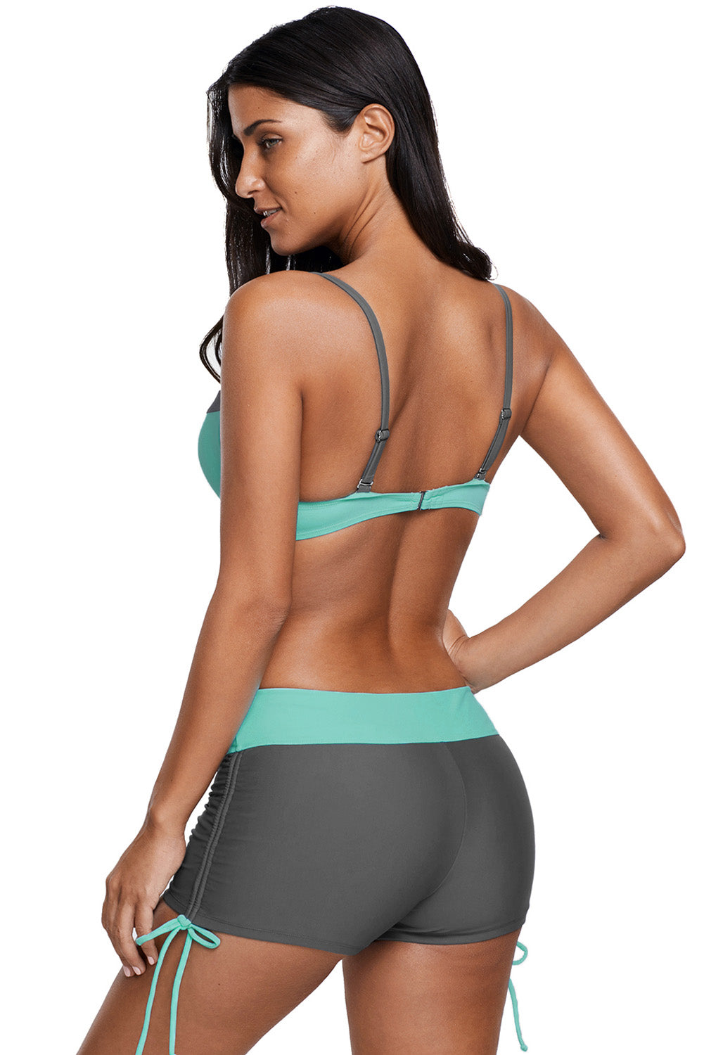 Image of Mint Grey Bicolor Patchwork Underwired Bikini Swimsuit 1008033358 from Edmene LLC