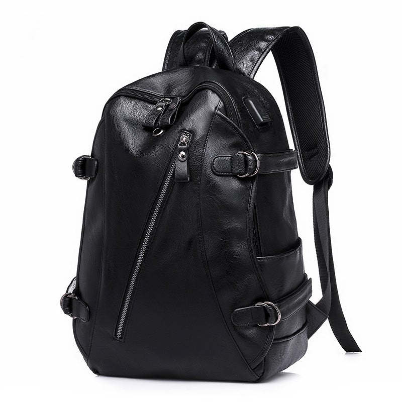 Leisure PU Large Capacity Backpack For Men And Women