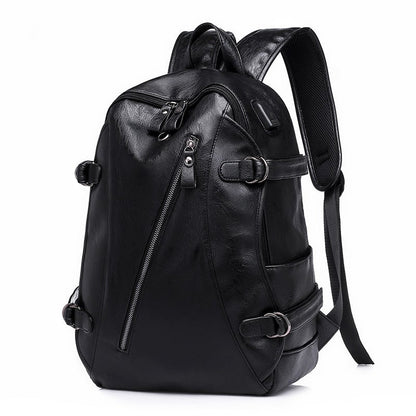 Leisure PU Large Capacity Backpack For Men And Women