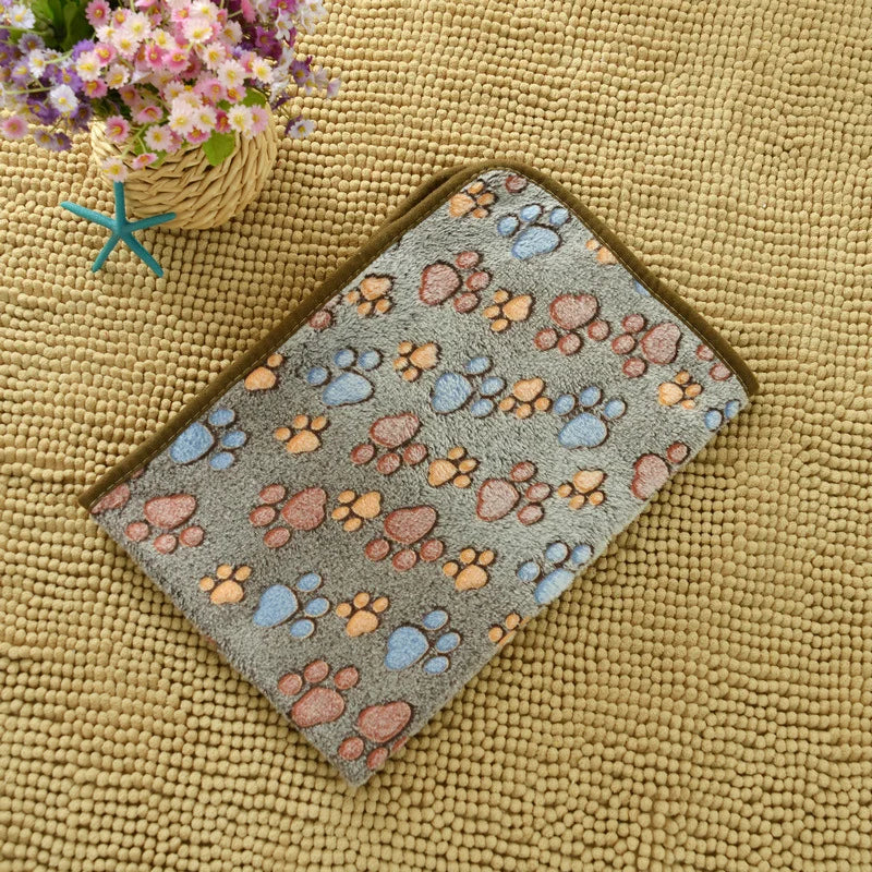 Image of Pet Blanket Flannel Cute Dog Paw Print Pattern Warm And Comfortable Soft Cozy Blanket Mat For Dogs Cats Puppies Kittens Home Use from Edmene LLC