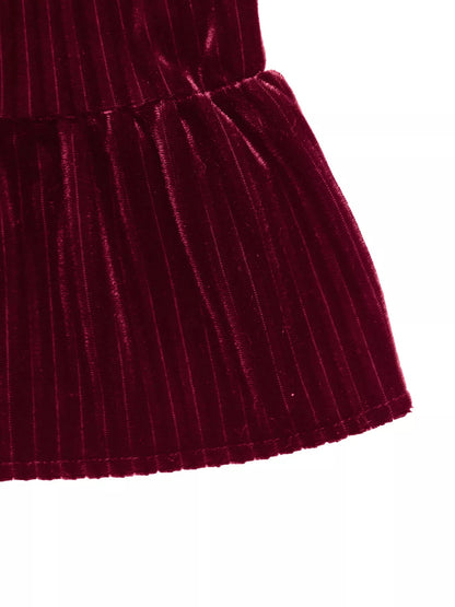 Image of Velvet Tie Front Tiered Mini Dress 456526436 from Edmene LLC