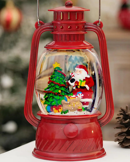 Christmas Decorations Santa Claus Snow Globe Musical Lighted Christmas Snow Globes with 6H Time Glittering Santa Claus Red Christmas Decorations Indoor