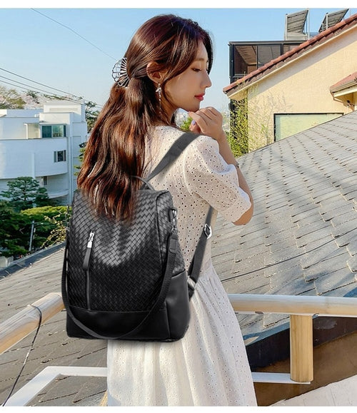 ALLFASHION™ – BohoMetro Woven Leather Backpack