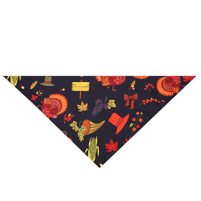 Thanksgiving Pet Bandana with Turkey and Pumpkin Design