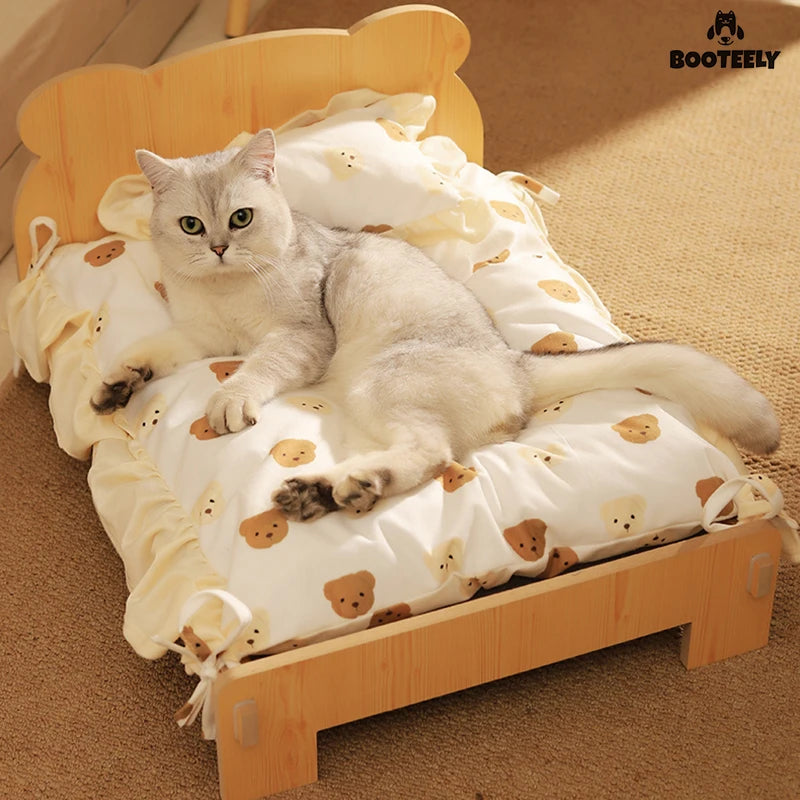 Image of Wooden Pet Bed Cat Litter Dog Bed Four Season Universal L... from Edmene LLC