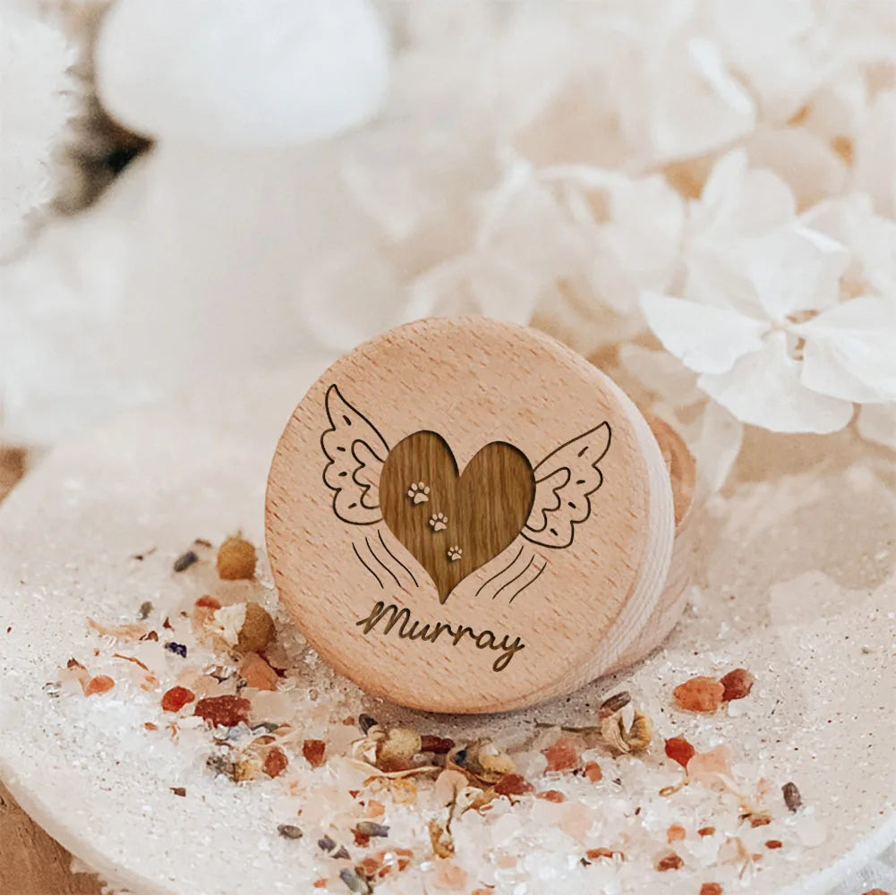 Image of Personalized Custom Name Wooden Carving Pet Hair Storage Box Pet Supplies Dog Save Teeth Memorial Boxes Pet Lost Memorial Gifts from Edmene LLC