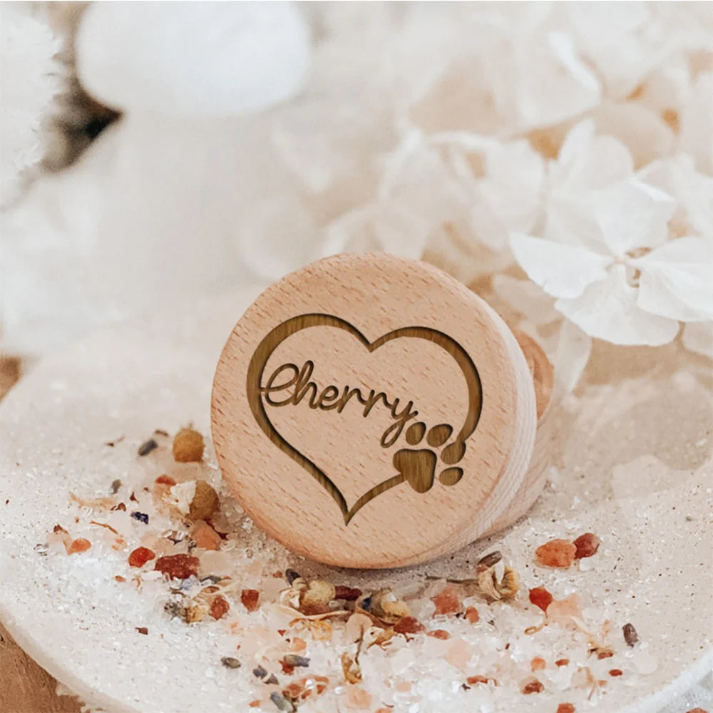 Image of Personalized Custom Name Wooden Carving Pet Hair Storage Box Pet Supplies Dog Save Teeth Memorial Boxes Pet Lost Memorial Gifts from Edmene LLC