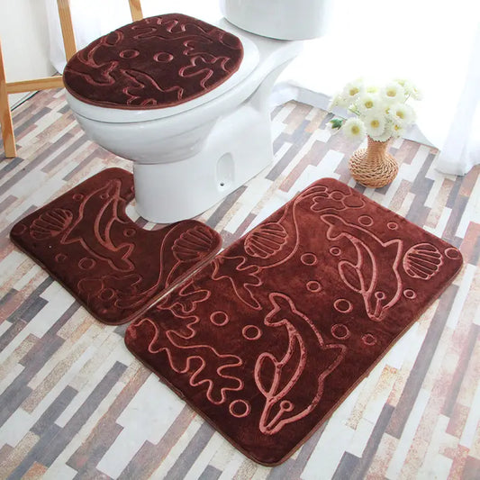 3pcs Set Embossed Non-Slip Bathroom Floor Mats