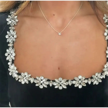 Image of Elegant Square Neck Long Sleeved Dress With Flowers Rhinestone Design Fashion A Line Short Dresses Spring Clothing For Women 556078008 from Edmene LLC