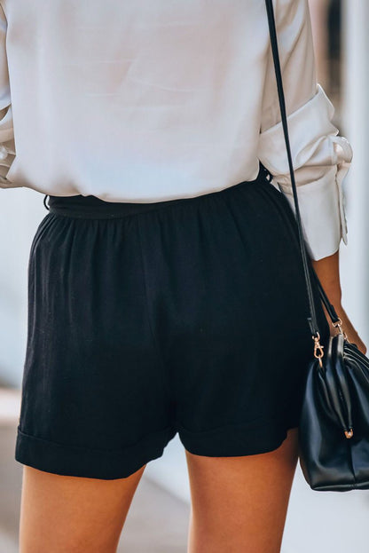 Image of Cotton Pocketed Paper Bag Waist Shorts 631683273 from Edmene LLC