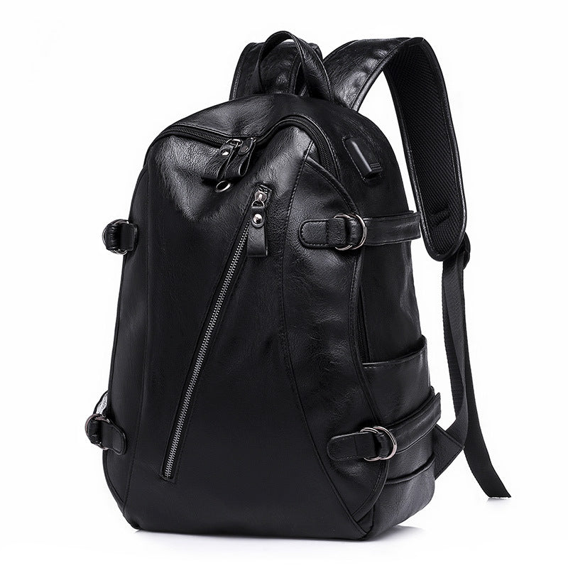 Leisure PU Large Capacity Backpack For Men And Women