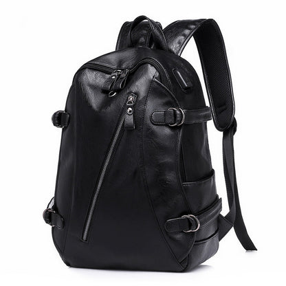 Leisure PU Large Capacity Backpack For Men And Women