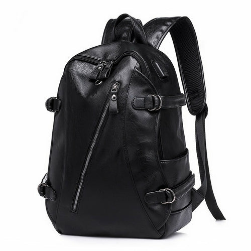 Leisure PU Large Capacity Backpack For Men And Women