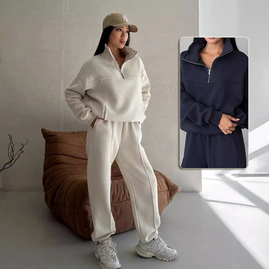 Image of Y2K Winter Jogging Women Two Piece Set Female Zipper Coat... from Edmene LLC