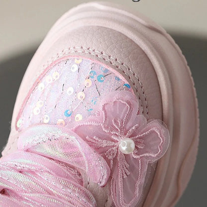 New Sneakers Kis Fashion Sweet Exquisite Women Sport Shoe Princess Mesh Breathable Girl Shoe Comfort Soft Non Slip Casual Shoes