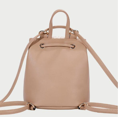 Bellique™ – Woven PU Leather Backpack with Fur Accent