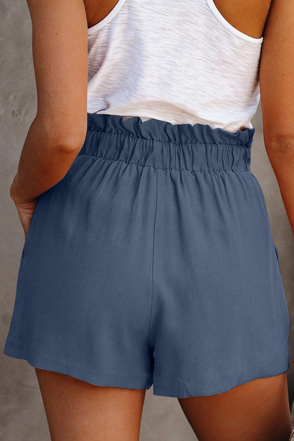 Image of Ruffled Tied Waist Solid Shorts 1099918618 from Edmene LLC